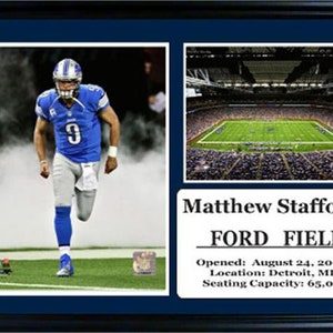 Marco de estadísticas fotográficas de 12x18 - Matthew Stafford Detroit Lions
