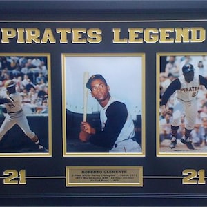 13x35 Triple Frame - Roberto Clemente Pittsburgh Pirates