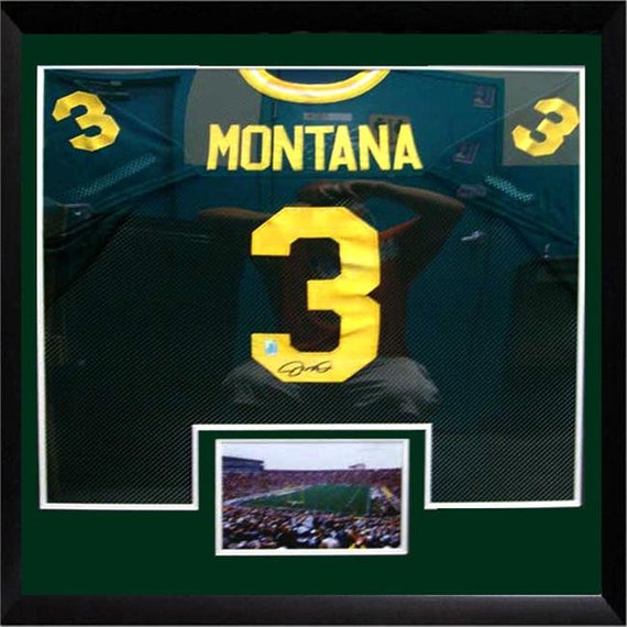 30x34 Framed Autographed Custom Jersey Joe Montana Notre Dame