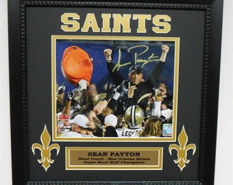 14x14 Autograph Frame - Sean Peyton New Orleans Saints