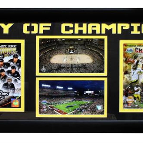 15x35 Four-Photo Frame - Pittsburgh "City of Champions" Steelers and Penguins