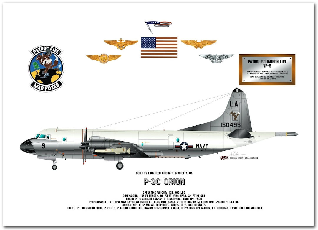 P-3C Orion VP-5 Mad Foxes Profile Art Print - Etsy