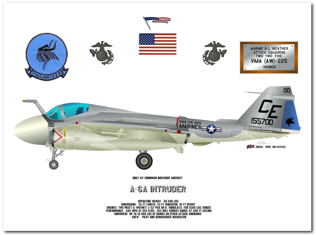 A-6A Intruder USMC Aircraft Giclee Print, VMA(AW) 225 Vikings - Etsy