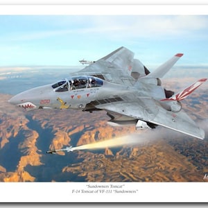 Sundowner&#39;s Tomcat by Mark Karvon, an F-14 Tomcat of the VF VF 111 Sundowners giclee print,
