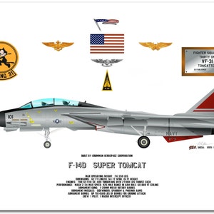 F-14D Tomcat as flown by the VF 31 Tomcatters, a US Navy Fighter aircraft, from 1992 - 2006 print
