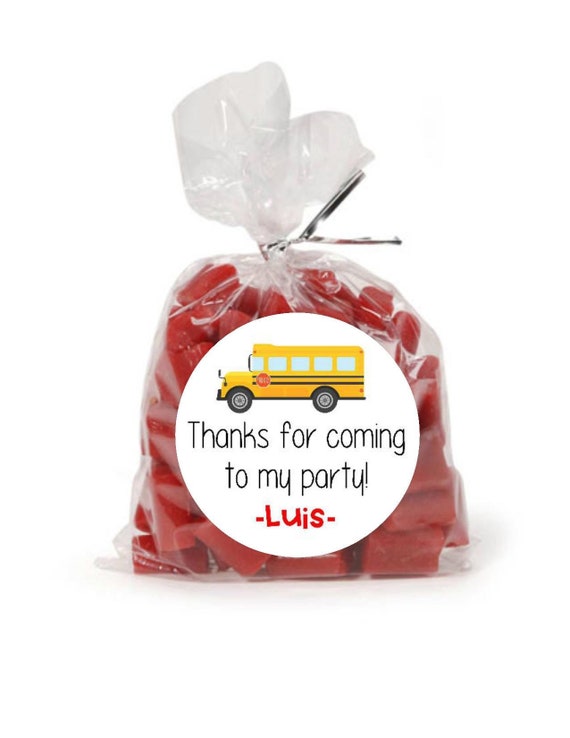 School Bus Favor Stickers Bus Birthday Stickers School Bus Etsy