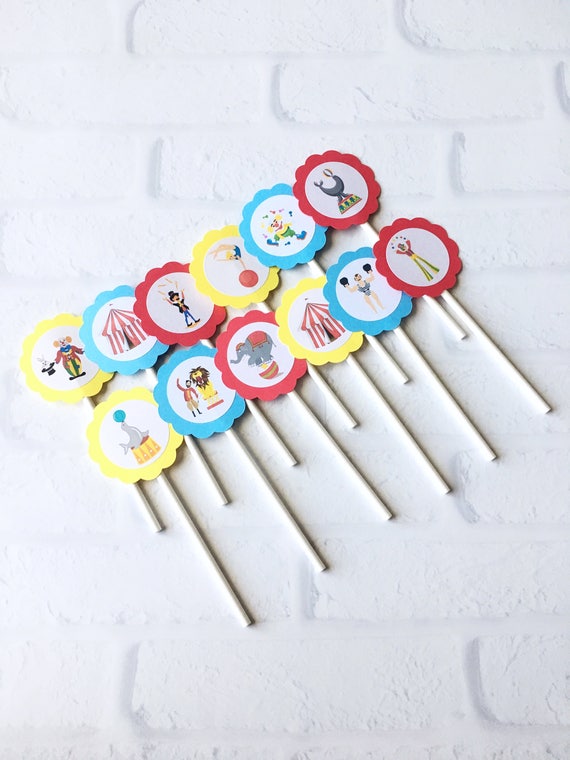 Carnival Theme Party Carnival Cupcake Toppers Carnival Etsy