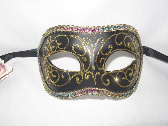 Black Gold Masquerade Mask Etsy