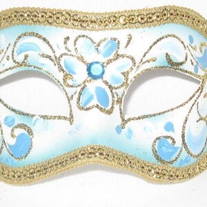 Blue Flower Masquerade Mask