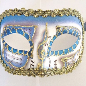 Light blue Music Masquerade &quot;Colombina&quot; Mask