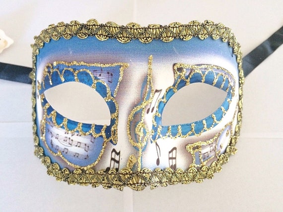 Light Blue Music Masquerade Colombina Mask Etsy