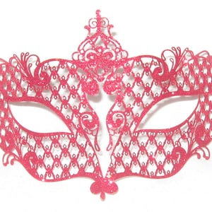 Red Glitter Metal Venetian Masquerade Mask