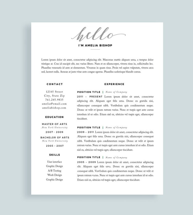 resume for mac modern resume cv one page resume template teacher resume simple cv template professional resume template modern resume template the amelia