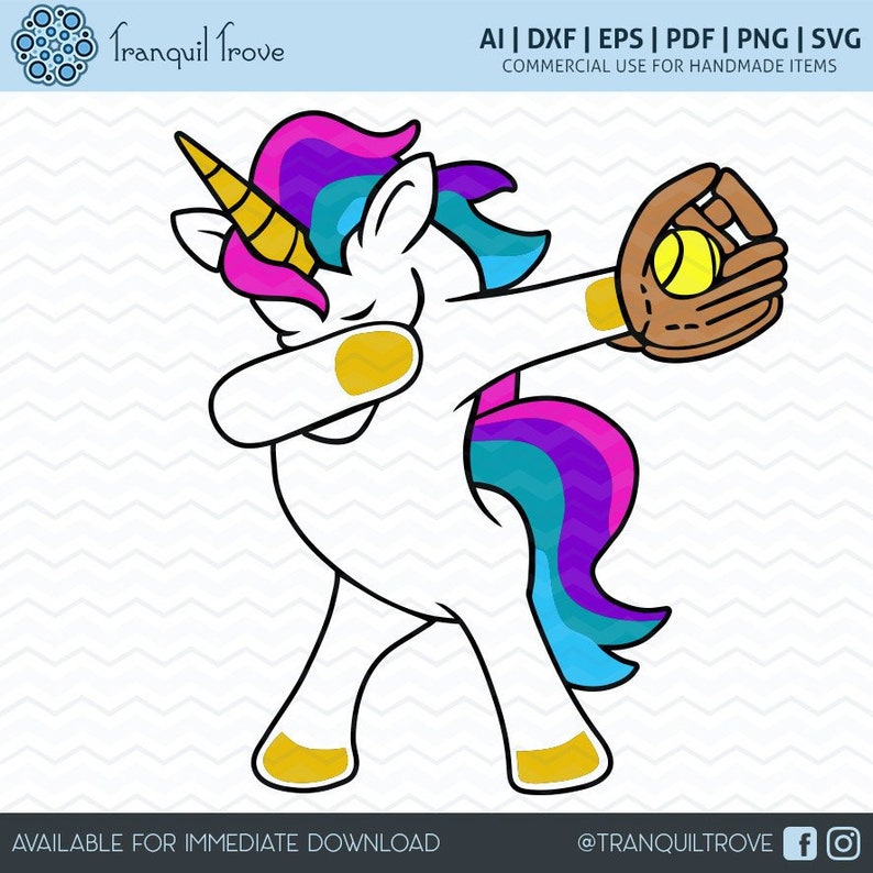 Download SVG & DXF design Set of 2 Dabbing Softball Unicorn | Etsy