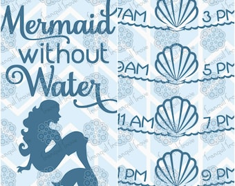 SVG & DXF design - Can't be a Mermaid without Water bottle Front and Back cut files for die cutting machines (Cricut and Silhouette)
