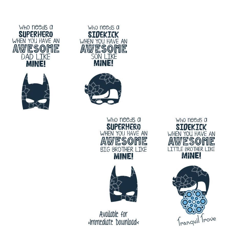 Svg And Dxf Design Set Of 4 Awesome Superhero And Sidekick Etsy