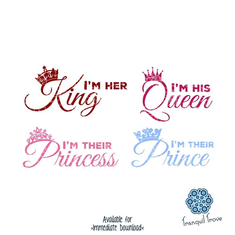Download SVG & DXF design Set of 4 I'm her King I'm his | Etsy