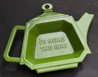 Vintage Green Plastic Tea Bag Holder (b)