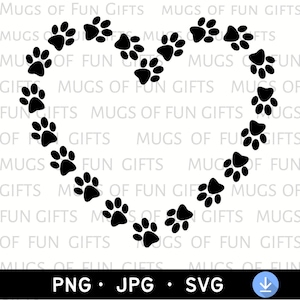 Coração com impressão de pata SVG | Download digital