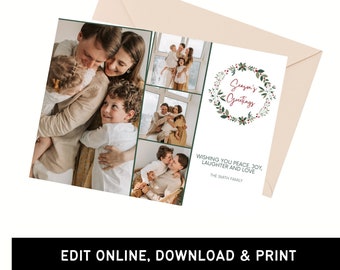 4 Photo Season's Greetings Card | Editable Holiday Card | Digital Download