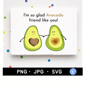 Tarjeta de la Amistad / Aguacate SVG / San Valentín SVG / Descarga Digital