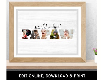 Sjabloon papaja-fotocollage | Gepersonaliseerde grootoudercadeau (digitale download)