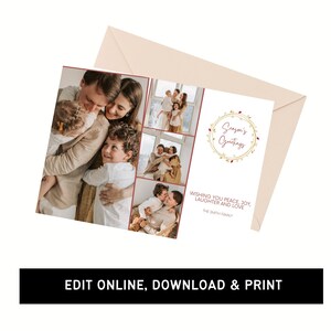 4 Photo Season's Greetings Card | Editable Holiday Card | Digital Download