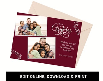 Editable Christmas Card | Photo Christmas Cards | Digital Download