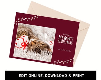 Meowy Christmas Card | Photo Christmas Cards | Digital Download