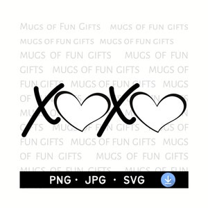 XOXO SVG / Abbracci e baci Clipart PNG / Download digitale