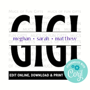 Gigi gesplitst frame monogram bewerkbaar | Digitale download