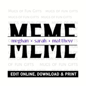 Meme PNG | Meme Split Frame Monogram Editable | Digital Download