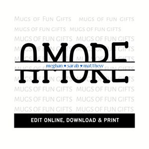 Amore Split Frame Monogram | Editable PNG | Digital Download