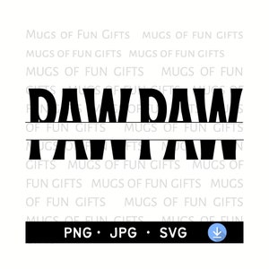 Paw Paw SVG| Monogram met gesplitste lijst | Digitale download