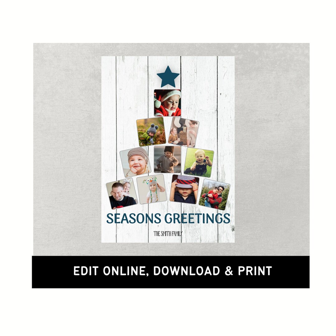 Downloadable Seasons Greeting Card | Photo Card Template | Digital ...