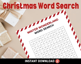 Kerstwoordzoekpuzzel | Afdrukbare vakantieactiviteit (digitale download)