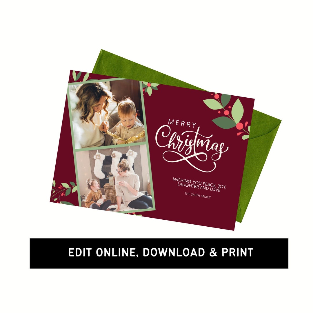 Christmas Photo Card Printable Holiday Card Digital Etsy