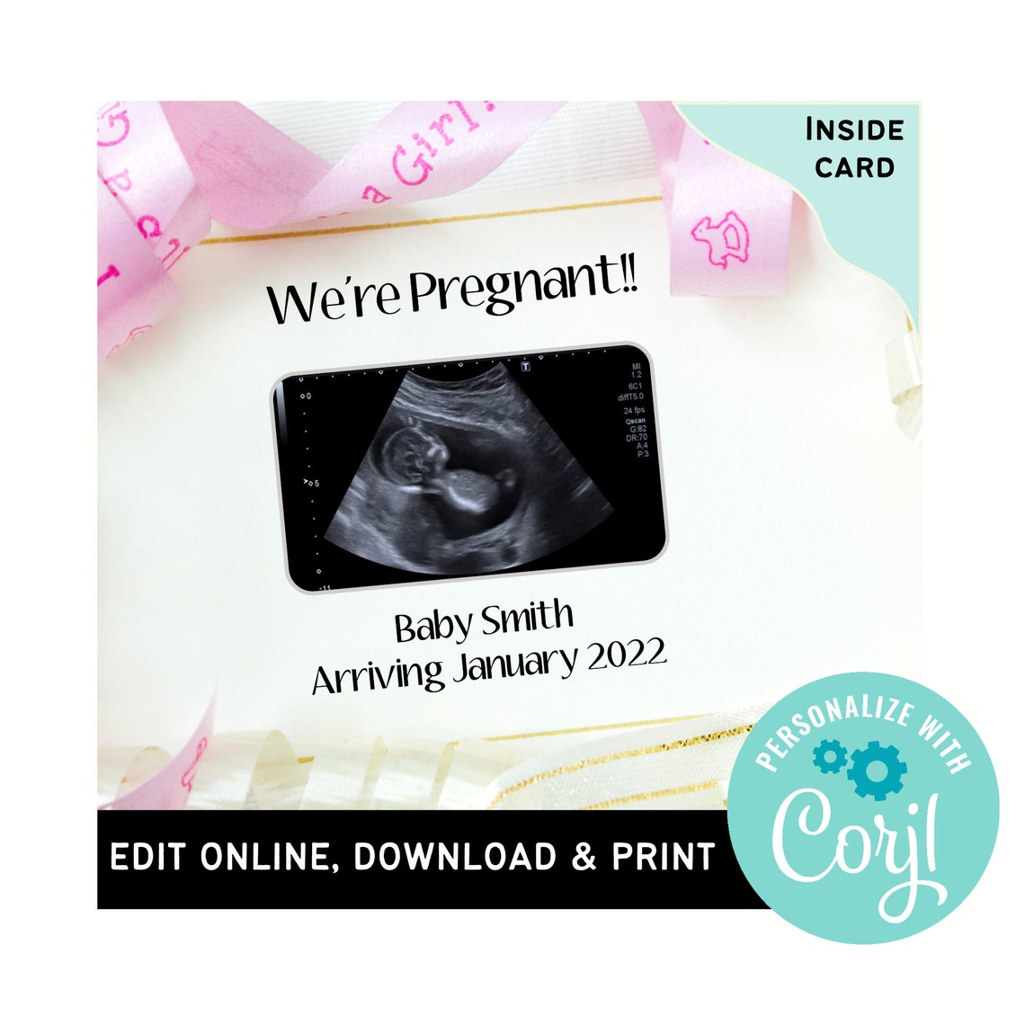 Editable Pregnancy Announcement Card 4x6 Digital Download Etsy UK