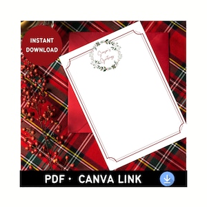 Papelaria de Natal para Imprimir | Modelo de Carta de Natal | Download Digital