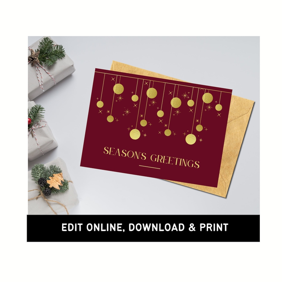 Season's Greetings Card Printable Holiday Card Digital - Etsy