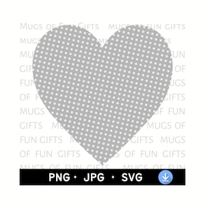 May include: A grey heart with a white polka dot pattern. The heart is isolated against a white background.