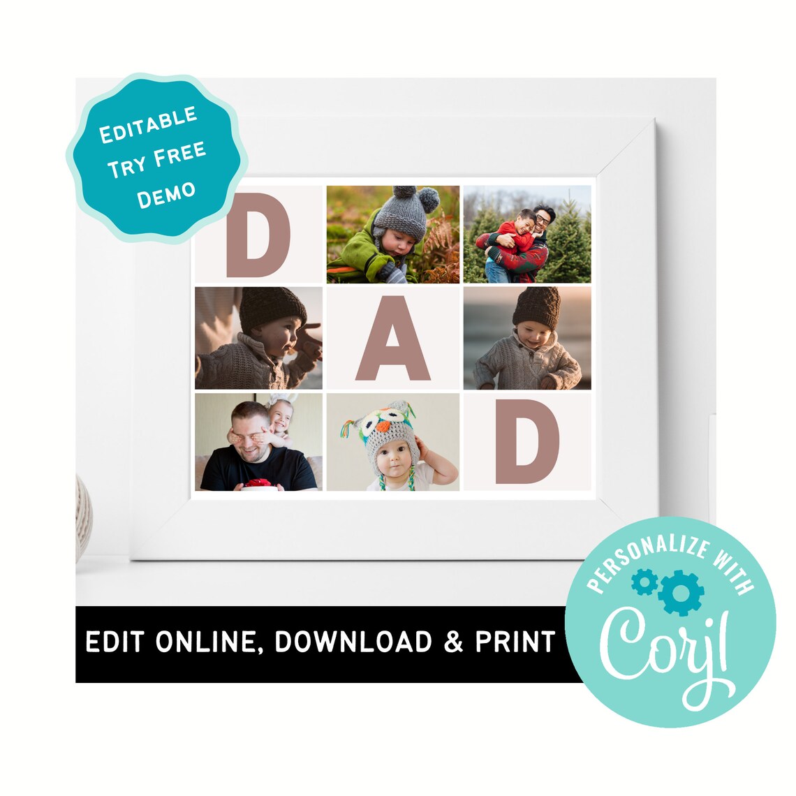 Dad Photo Collage Editable Print Digital Download Etsy