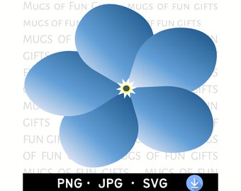 May include: A blue forget-me-not flower with a yellow center. The flower has five petals and is a common symbol of remembrance.