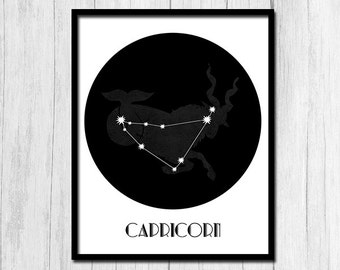 Capricorn Constellation Digital Download Astrology Print Capricorn Horoscope Astrology Art Horoscope Printables Wall Art Constellation Art