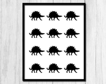 Dinosaur Print "Stegosaurus" Print Kids Room Decor Digital Download Instant Download Dinosaur Wall Decor Kids Dinosaur Printables Art Print