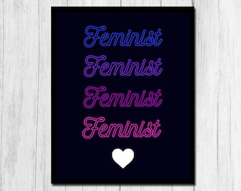 Feminist Poster Digital Download "I Love Feminism" Feminist Print Text Print Feminism Art Digital Print Instant Download