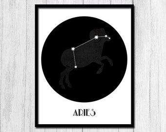 Aries Horoscope Digital Download Astrology Print Aries Constellation Astrology Art Horoscope Printables Wall Art Constellation Art