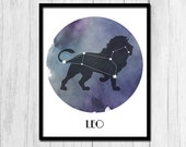 Horoscope Art August Birthday Printable Digital Download July Birthday Gift For Friend Leo Zodiac Horoscope Printable Birthday Gift for Her