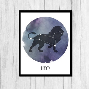 Horoscope Art August Birthday Printable Digital Download July Birthday Gift For Friend Leo Zodiac Horoscope Printable Birthday Gift for Her
