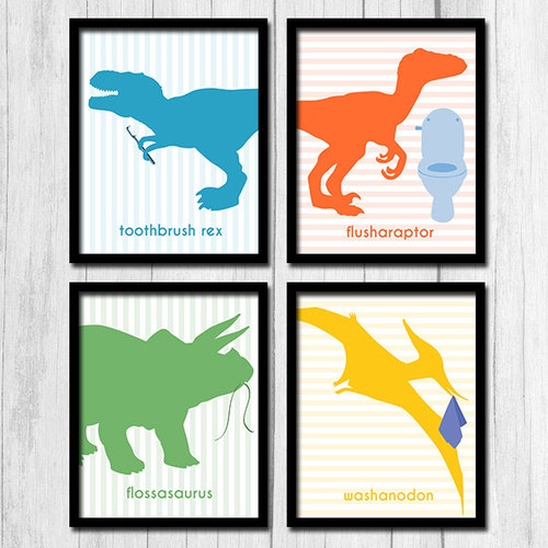 Dinosaur Bathroom Printables Digital Download Kids Bathroom - Etsy